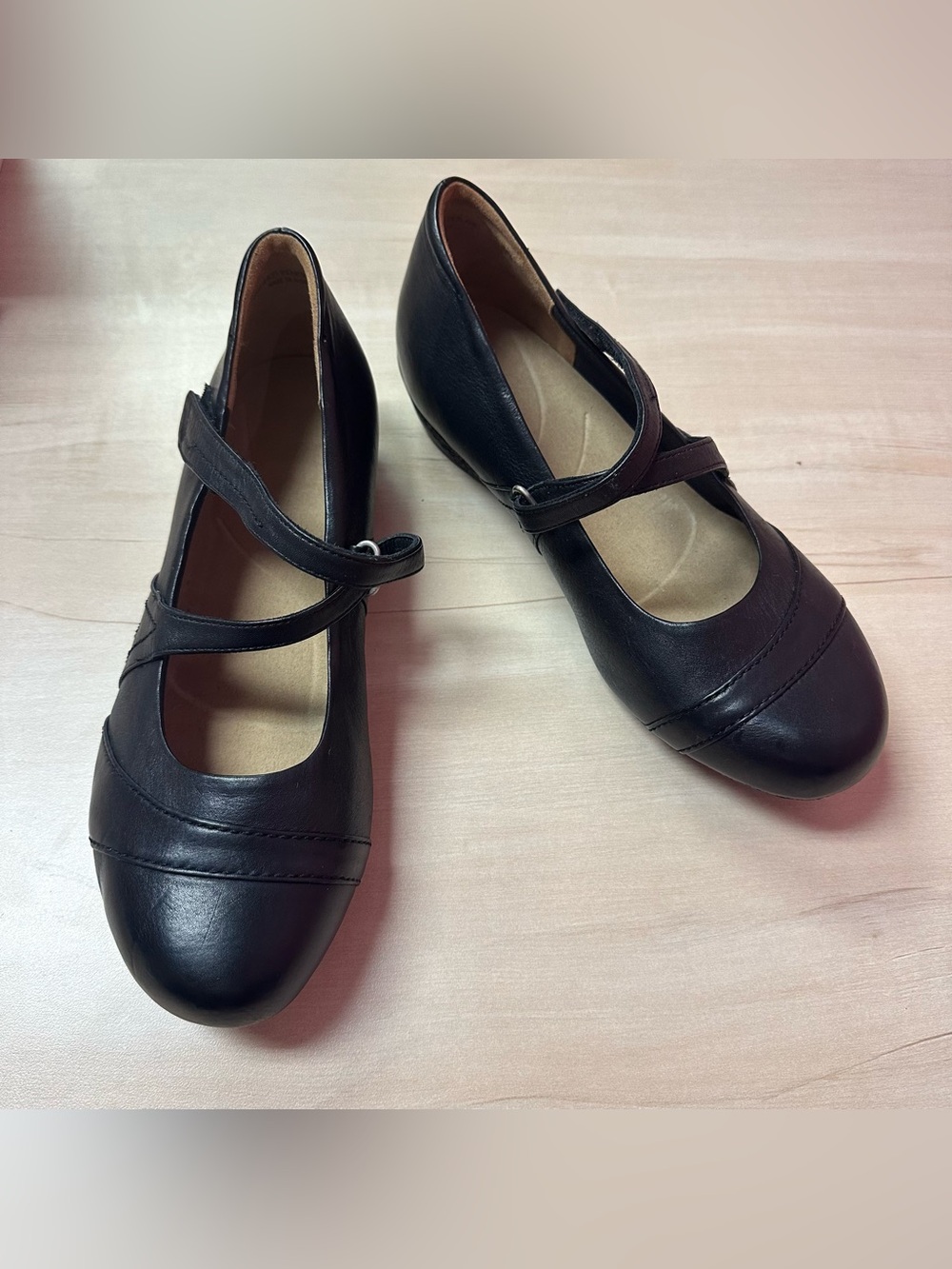 Ziera Black  leather Mary Jane Flats